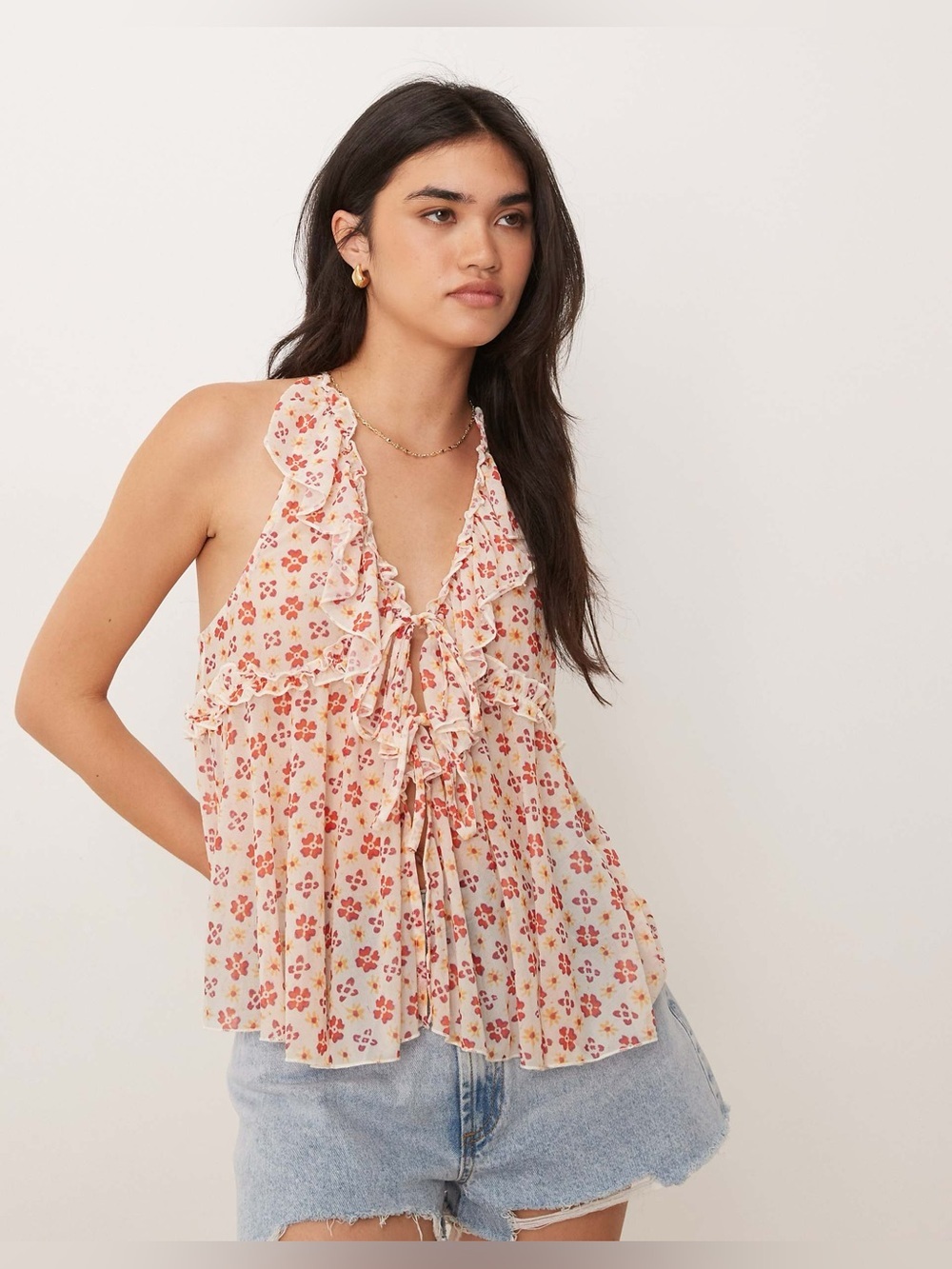 *NWT* Free People Fearless Tie-Front Knit Tank Top
